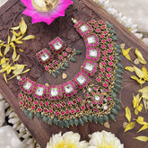 Vriksham Kundan Jadau High Neck Choker-Pastel Green Bead-J3691